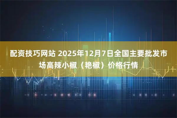 配资技巧网站 2025年12月7日全国主要批发市场高辣小椒（艳椒）价格行情